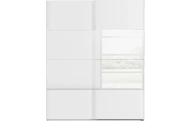 Goossens kledingkast finca combi glans mat glas wit hoogwaardig meubelplaat - 8244365-{merk}-finca-combi-sts-wit-schuifdeuren-01